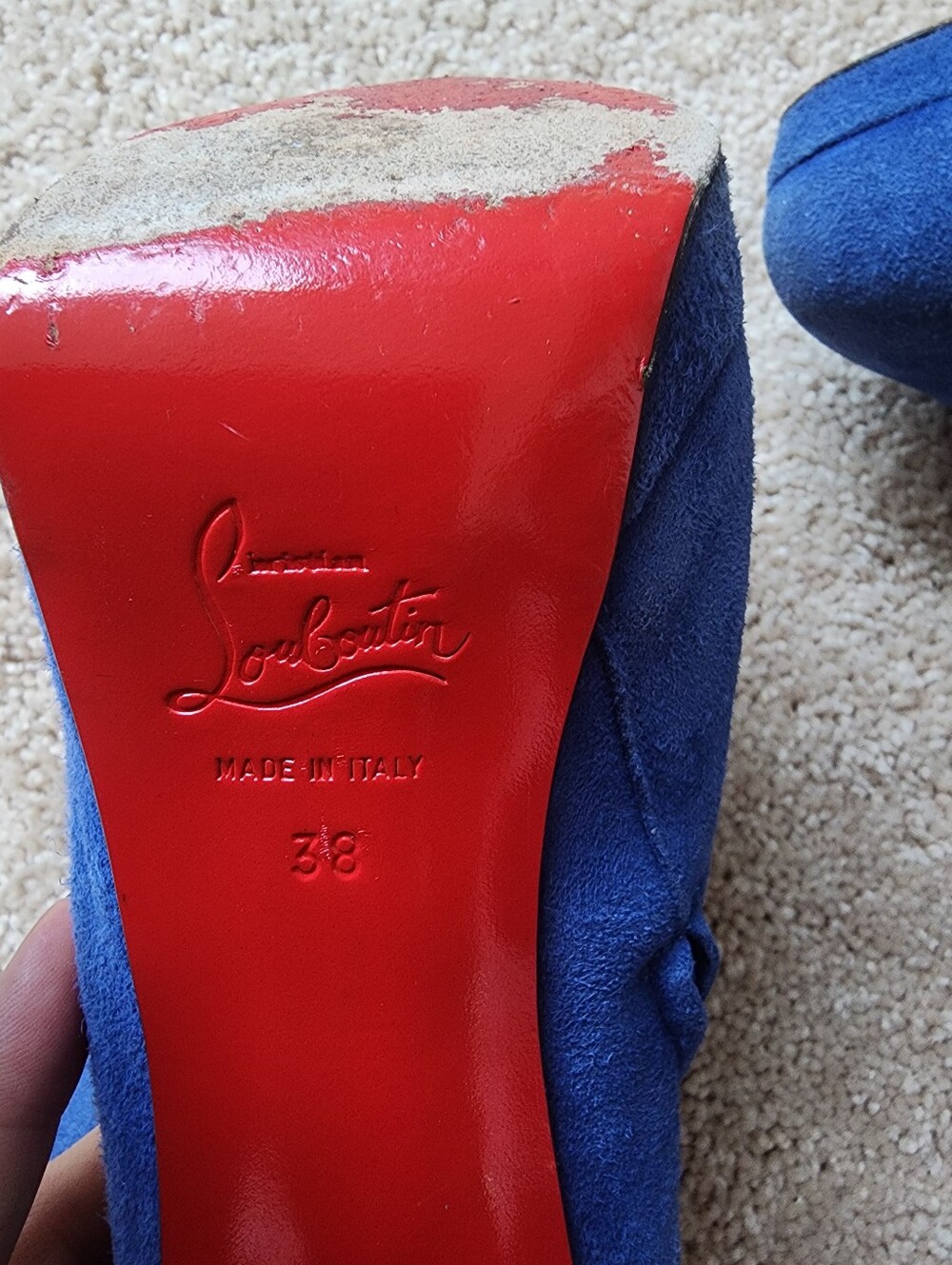 Christian Louboutin Royal Blue Suede Stiletto Ankle Boots - Picture 6 of 7